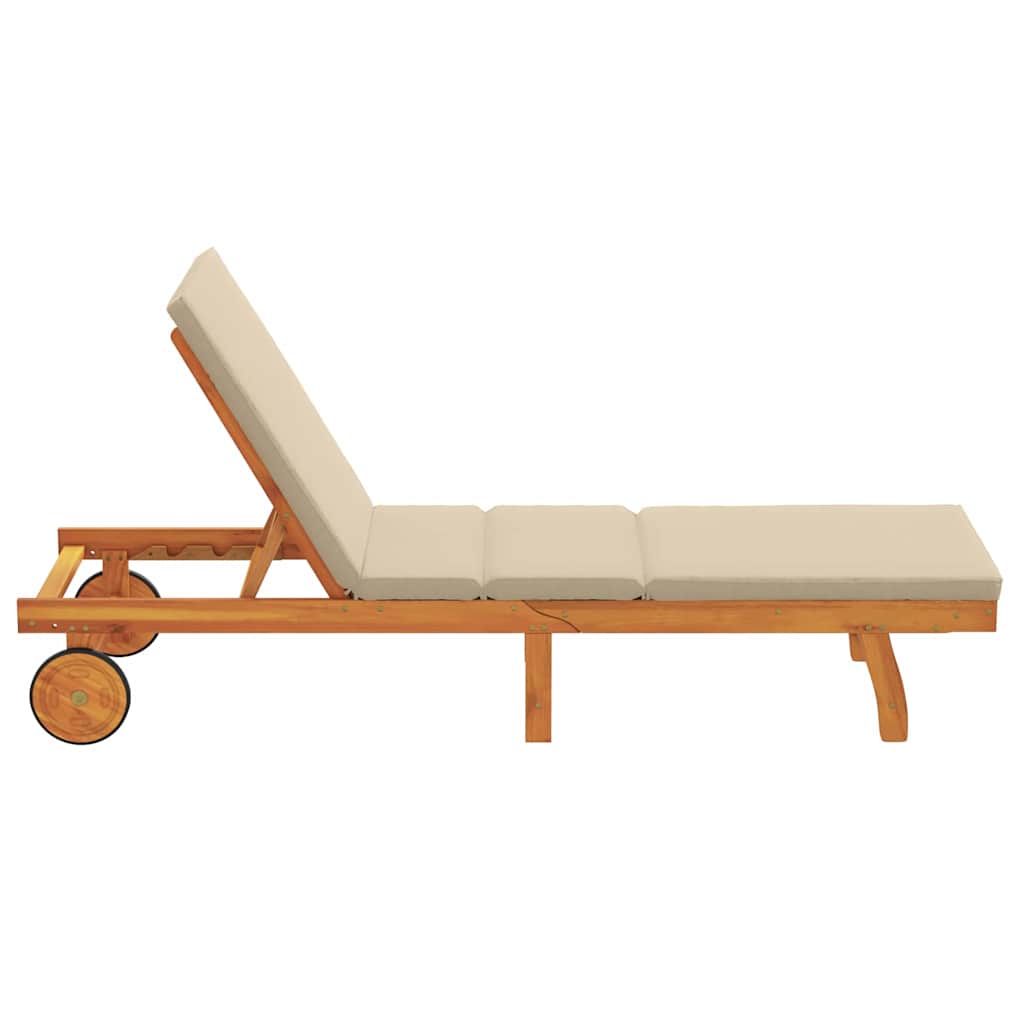 Sun Lounger Reclining Brown 63 x 199 x 85cm Solid Acacia wood